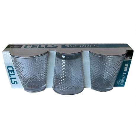Lot de 3 gobelets generation 25cl en verre transparent forme basse