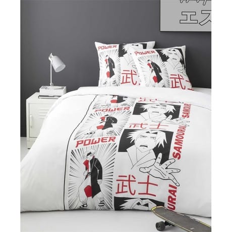 Parure housse de couette 140x200 + 1 taie 63x63 samourai