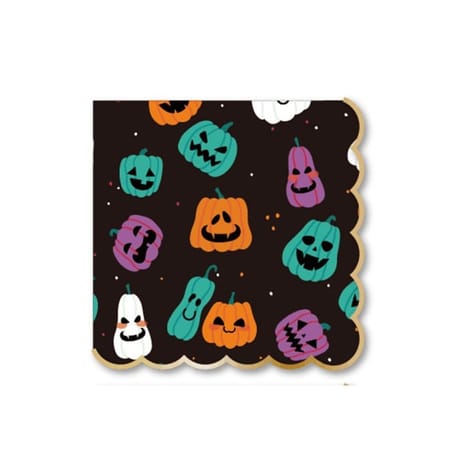 20 serviettes papier forme halloween citrouille 33x33cm