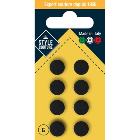 Style couture bouton boule noir 10mm x 8