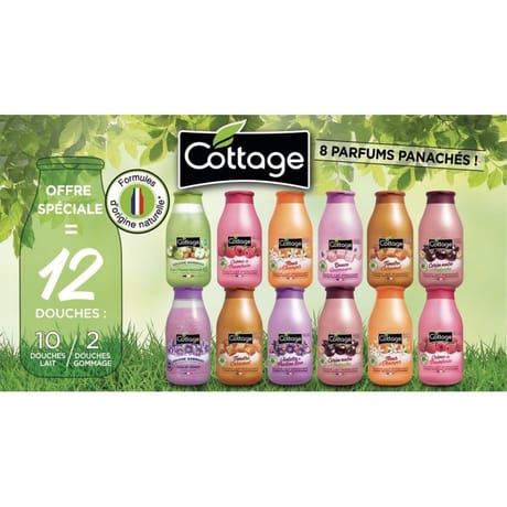 Cottage colis panache 12uvc 10 douche 250ml +2 gammages 270ml