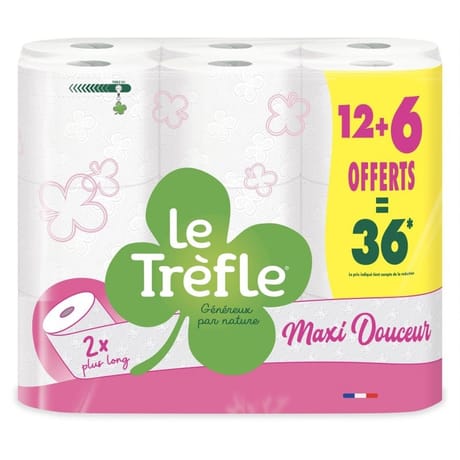 Le trèfle papier toilette maxi douceur fsc blanc x12x6=36