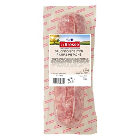 Saucisson de lyon pistaché à cuire 3% vpf 350g la bresse