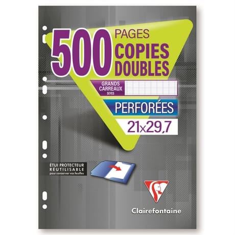 Clairefontaine copies doubles perforées 21x29.7 cm 500 pages seyes