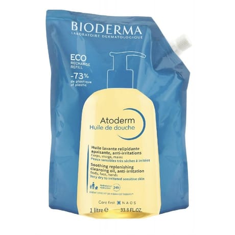 Bioderma atoderm huile de douche éco-recharge 1L