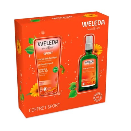 Weleda coffret sport gel douche sport/huile de massage à l'arnica bio x1