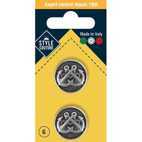 Boutons ancres argent 22mm x2 Style Couture