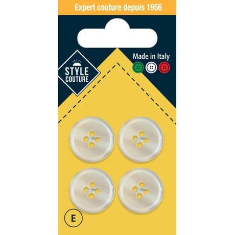 Boutons tailleur blanc nacré 18mm x4 Style Couture