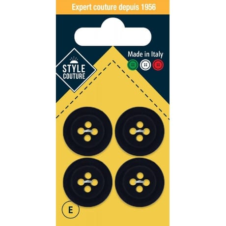 Bouton tailleur noir 20mm x4 Style Couture