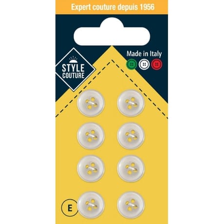Boutons chemise blanc 11mm x8 Style Couture