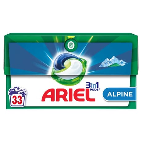 Ariel 3in1 pods lavages capsules liquides 33 lavages alpine 0.6021kg