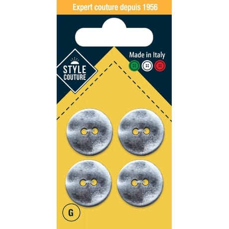 Boutons argent 18mm x4 Style Couture