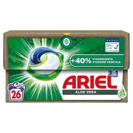 Ariel 3in1 pods lessive aloe vera 26 doses 0.647kg
