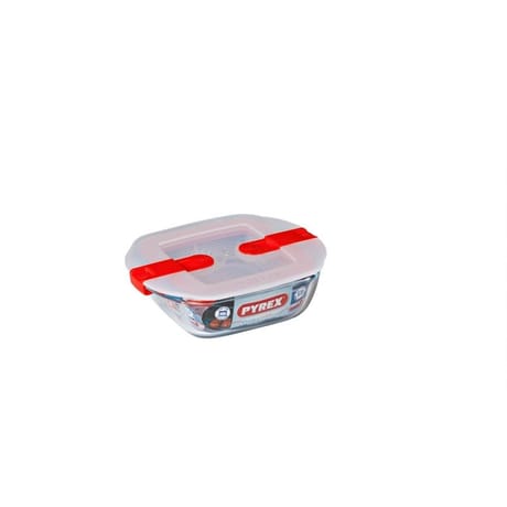 Pyrex Cook & Heat Plat carré couv. Plast. Bout. Vap. 14 x12 cm