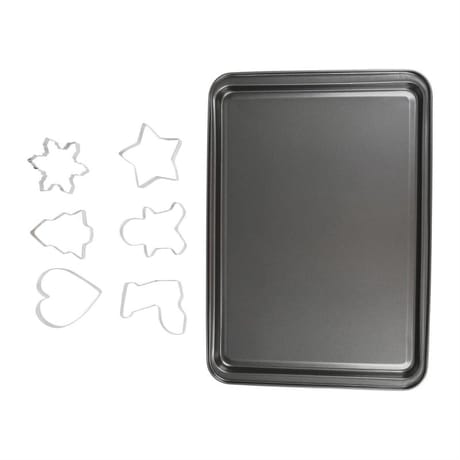 Plaque patisserie acier emaille +6 emporte pieces noel
