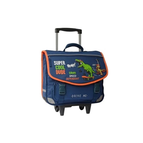 Cartable à roulettes 38cm dinosaure skate
