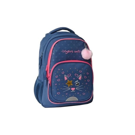Sac à dos 2 compartiments chat bleu/rose