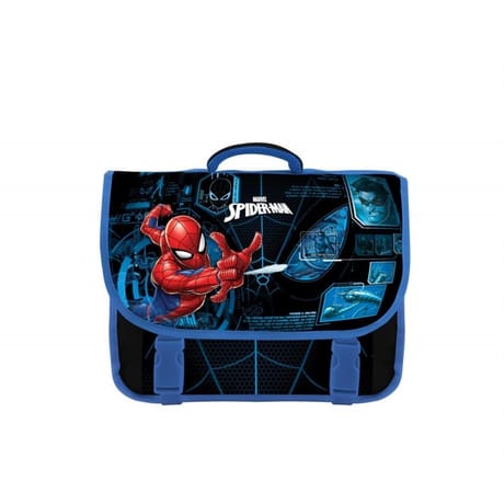 Cartable 38cm spiderman noir et bleu