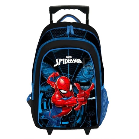 Sac à dos à roulettes spiderman noir et bleu