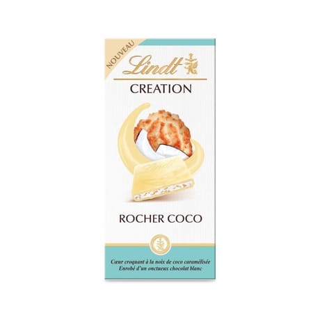 Lindt tablette de chocolat création blanc rocher coco 145g