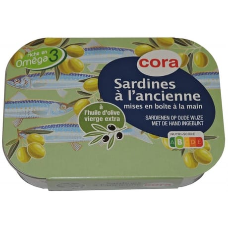 Cora sardines à l'ancienne à l'huile d'olive vierge extra 1/6 115g