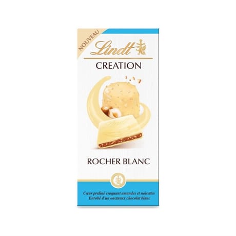 Lindt tablette de chocolat création blanc rocher blanc 148g
