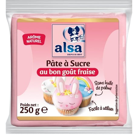 Alsa pâte à sucre au bon goût fraise 250g