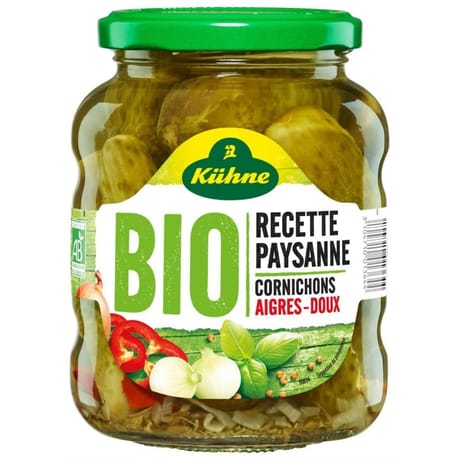 Kuhne cornichons bio aigres-doux recette paysanne 185g