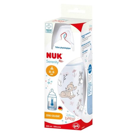 Biberon Serenity 300ml tétine silicone 0-6mois Bambi Nuk