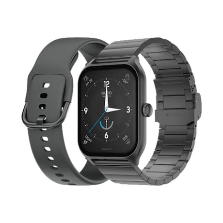 Echo montre connectée noire bracelet métal + bracelet gomme RAINBOWPROA