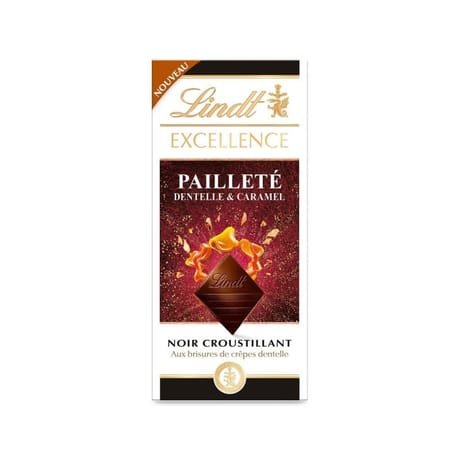 Lindt excellence tablette de chocolat noir dentelle caramel 100g