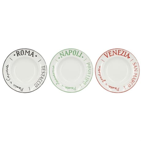 Assiette a pates 27cm en porcelaine 3 decors assortis