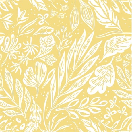 20 serviettes 33x33cm full of leaves blanc fond jaune