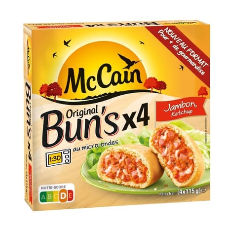 Mccain original bun's x4 jambon ketchup 460g
