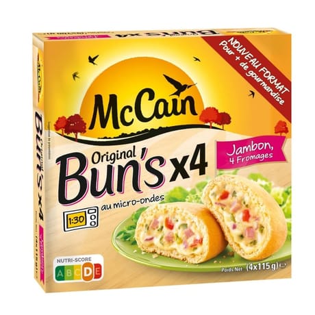 Mccain original bun's x4 jambon 4 fromages oignons 460g