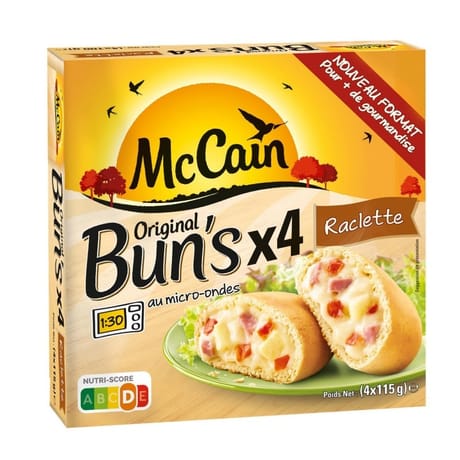 Mccain original bun's x4 raclette jambon crème fraîche 460g