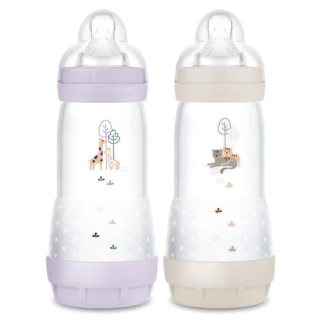 Mam biberon easy start anti-colique 320ml lilas + sable tétine débit 3  x2