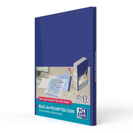 40 pochette coin oxford bloc a4 90pages mise incolore