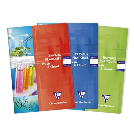 Clairefontaine cahier travaux pratiques piqure 210x297 64 pages seyes +uni