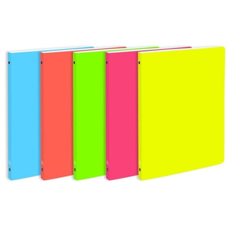 Exacompta cahier classeur dos de 20mm 210x297 4 anneaux polypro néon