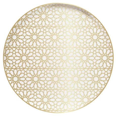 Assiette en carton gamme air mosaique florale or blanc x8