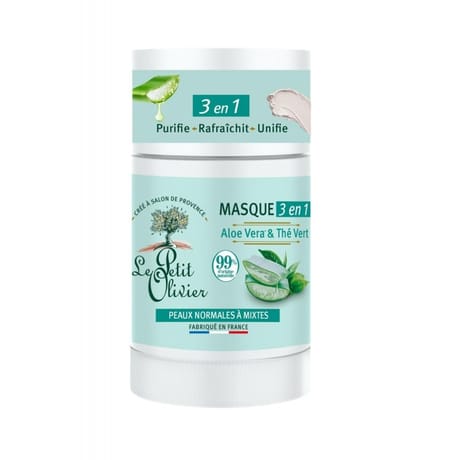 Le petit olivier masque 3 en 1 aloe vera & the vert 50g