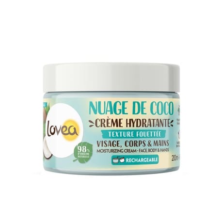 Lovea crème hydratante visage corps & mains nuage de coco 200ml