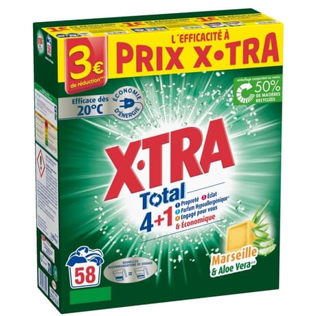 Xtra total marseille & aloe vera poudre 58 mesures 2.9kg
