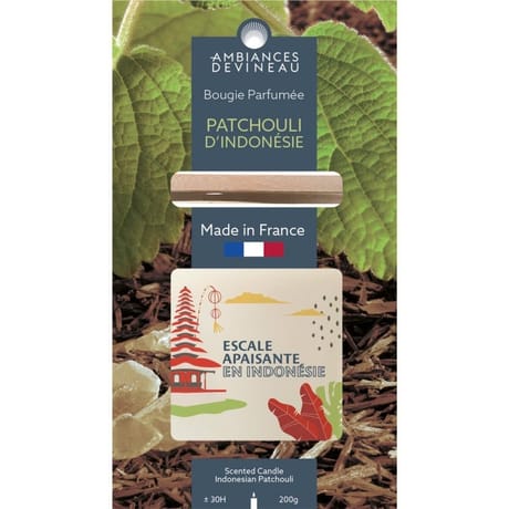 Verre ovale avec couvercle bambou patchouli d'indonesie