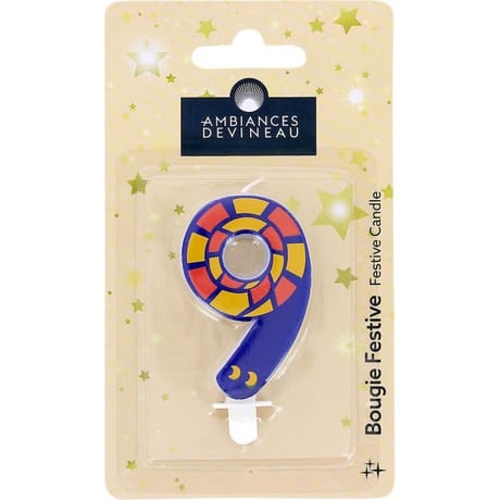 Bougie chiffre ludique animaux n°9