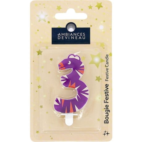 Bougie chiffre ludique animaux n°3