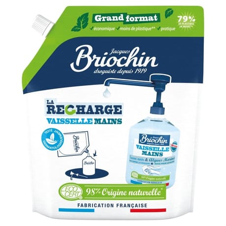 Briochin recharge liquide vaisselle mains savon noir & algues marines 900ml