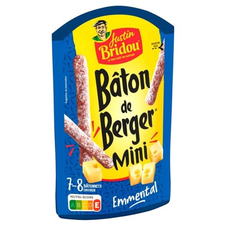 Justin Bridou bâton de berger mini emmental environ 7-8 80g