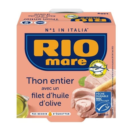 Rio mare thon entier MSC avec un filet d'huile d'olive-120g